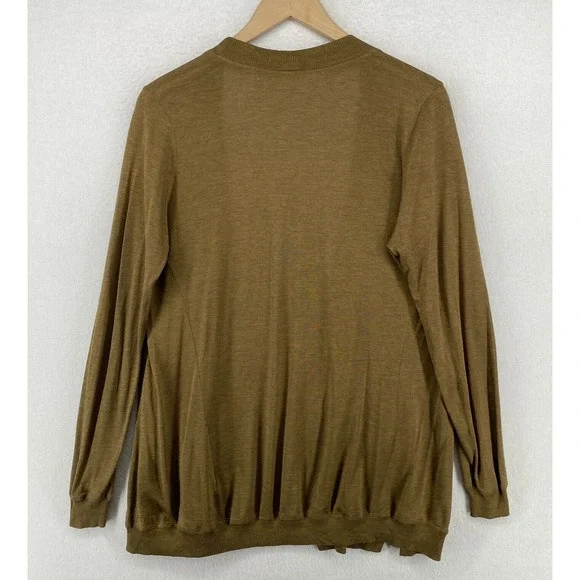 EILEEN FISHER Cardigan PL Silk Cotton Jersey Draped Open Front Long Sleeve Brown - Picture 4 of 15